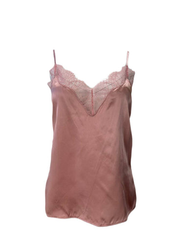 CAMI Women's Pink Ruffle V-Neck Top #007 XS NWT