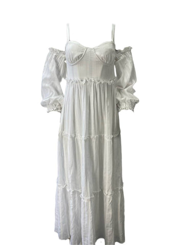 CAMI Women's White Corset Square Neck Dress #121 XS NWT