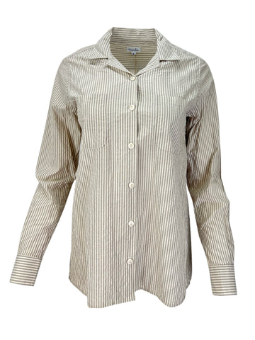 STEVEN ALAN Women's White Gathered Work Striped Casual Shirt Sz S NWT