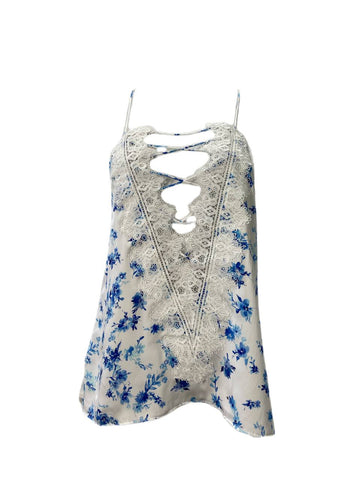 CAMI Women's White Floral Cut Out Top #332 M NWT