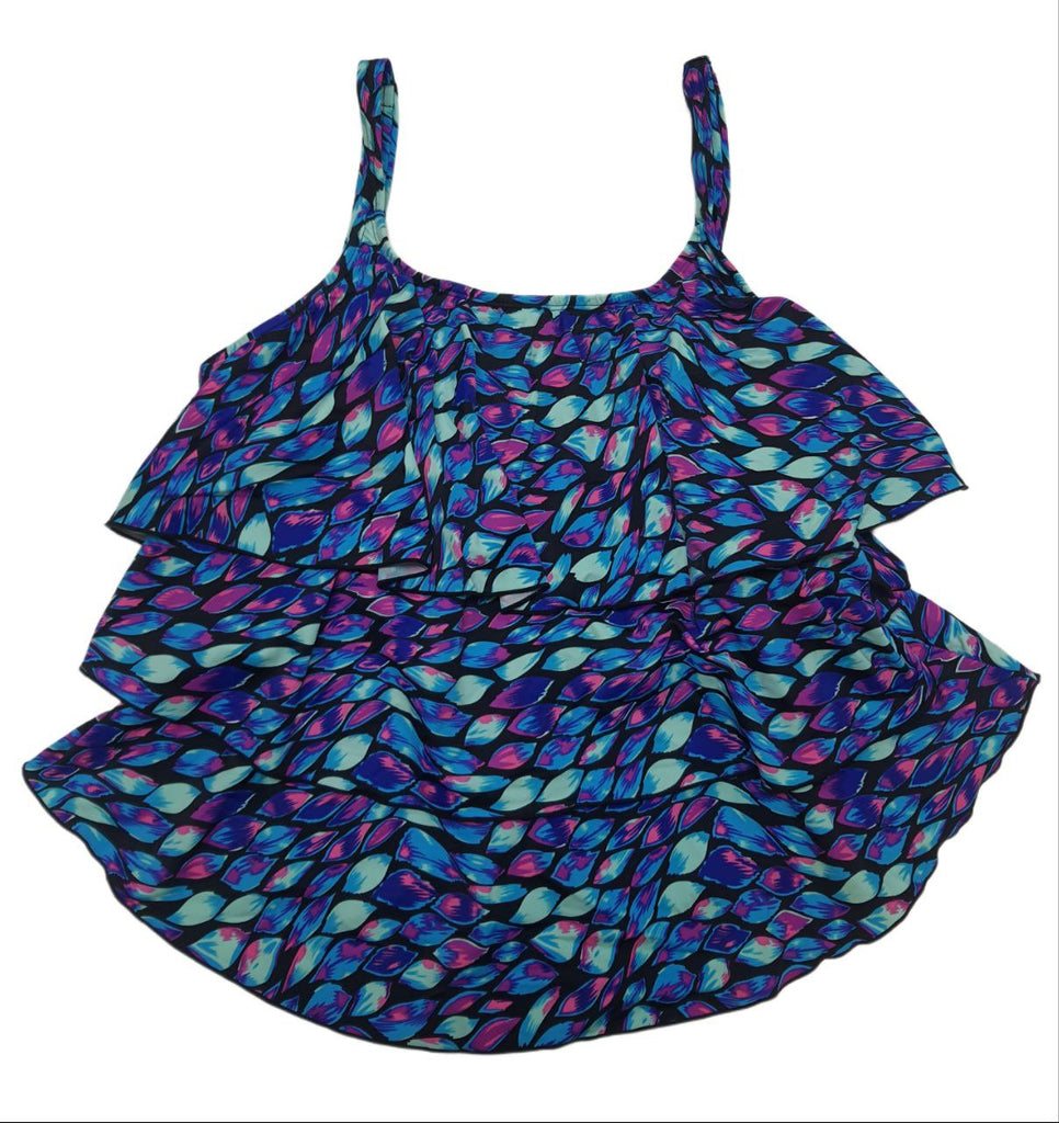 T.H.E. Women's Blue Kaledoscope Mastectomy Tankini Swim Top #4380 22 NWT