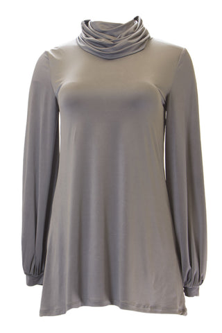 ANALILI Women's Grey Bishop Sleeve Turtleneck Tunic 555R31 $145 NWT