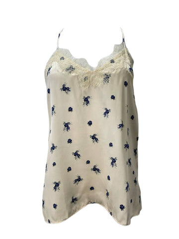 CAMI Women's White Floral Racer Top #565 S NWT