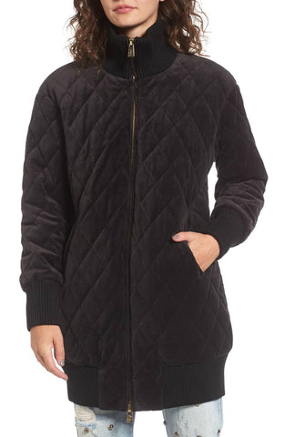 JUICY COUTURE Black Label Women's Black Velour Quilted Coat $298 NWT