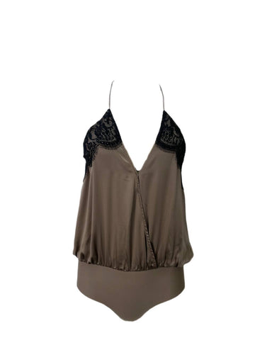 CAMI Women's Brown Pewter V-Neck Top #919 XS NWT