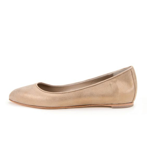 ALBERTO FERMANI Women's Light Gold Leather Burma Flats  Floor Model