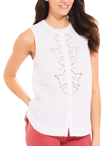 ROBERTA ROLLER RABBIT Women's White Arwen Embroidered Top $155 NEW