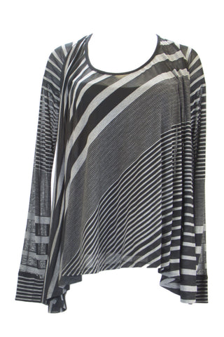 Atina Cristina Women's Charcoal Striped Knit Swing Top Sz XS $125 NWT