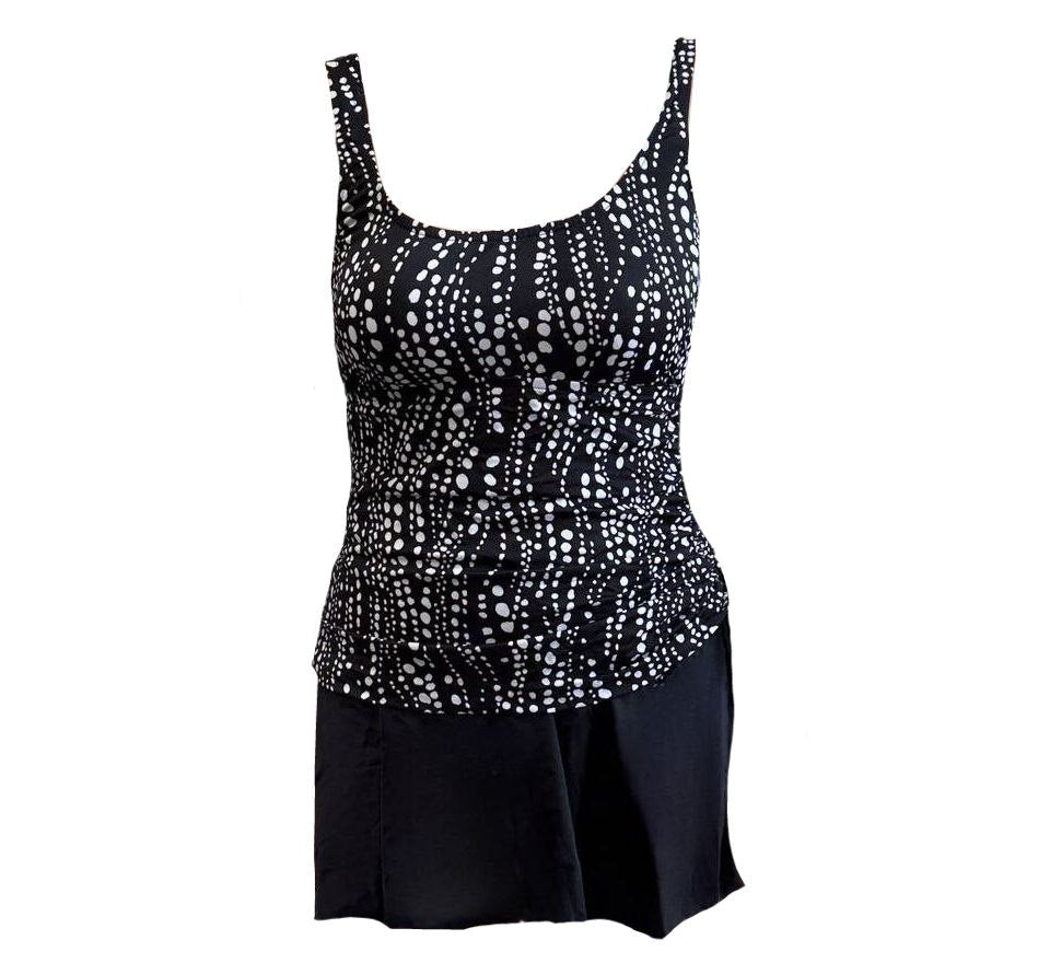 MAXINE OF HOLLYWOOD Women's Black A-Line Swim Dress #MM7FD77 NWT