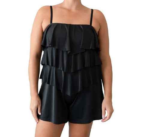 FIT 4 UR Women's Black Padded Full Coverage One Piece Swimsuit #602112 24 NWT