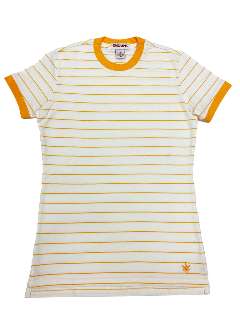 BOAST Women's Orange Striped Crewneck T-Shirt $55 NEW