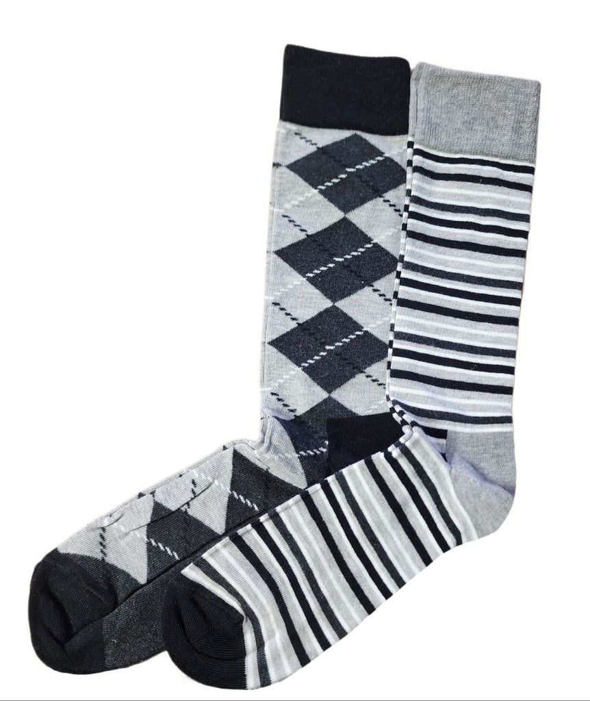 HAPPY SOCKS Men's Black B&W Cotton Printed Socks 2-Pack Size 8-12 NWT