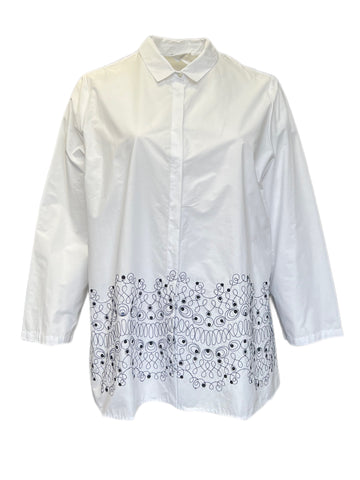 Marina Rinaldi Women's White Balocco Button Down Shirt NWT