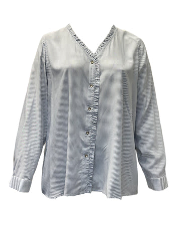 Marina Rinaldi Women's Blue Balsa Viscose Button Down Shirt NWT