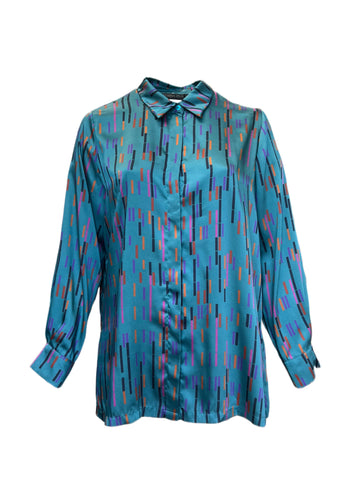 Marina Rinaldi Women's Blue Baltico Button Down Shirt NWT