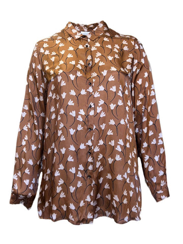 Marina Rinaldi Women's Brown Baluardo Viscose Shirt NWT