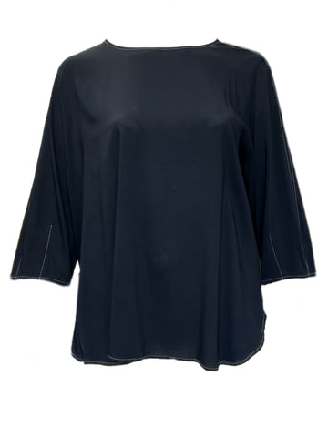 Marina Rinaldi Women's Black Bambino 3/4 Sleeve Top NWT