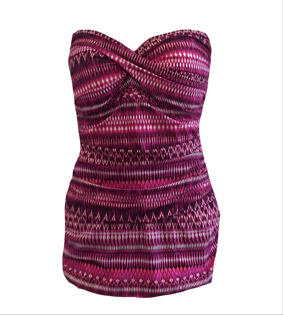 GOTTEX Women's Pink Bandeau Dress Shaped One Piece Swimsuit #E771-2014 16 NWT