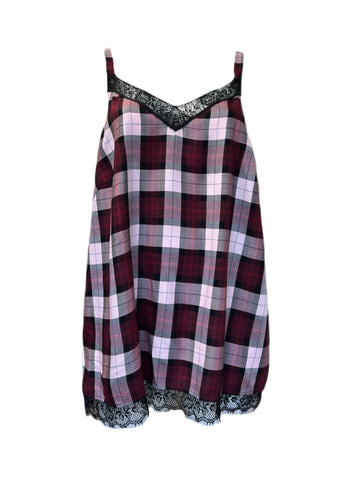 Marina Rinaldi Women's Red Bar Viscose Plaid Tank Size 18W/27 NWT