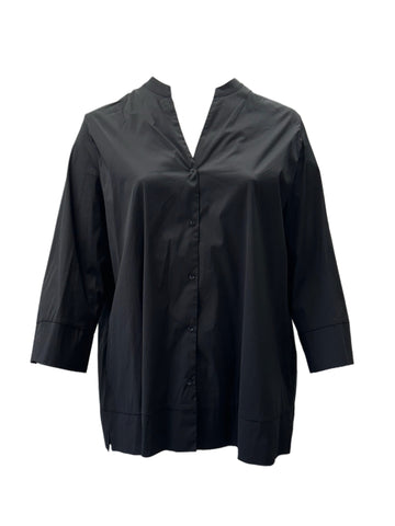 Marina Rinaldi Women's Black Barbara Button Down Shirt NWT