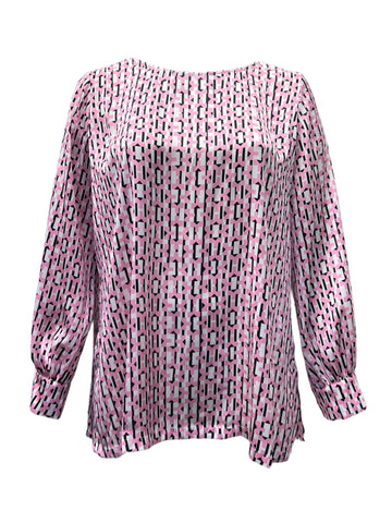 Marina Rinaldi Women's Pink Barolo Printed Blouse NWT