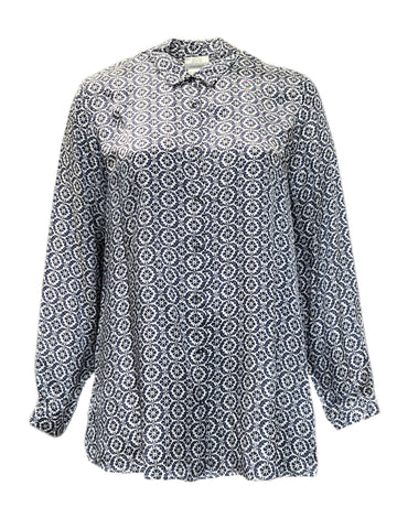 Marina Rinaldi Women's Blue Basilica Button Down Shirt NWT