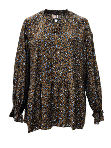 Marina Rinaldi Women's Brown Batik Animal Print Blouse NWT