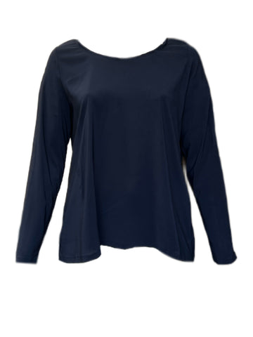 Marina Rinaldi Women's Navy Battello Blouse NWT