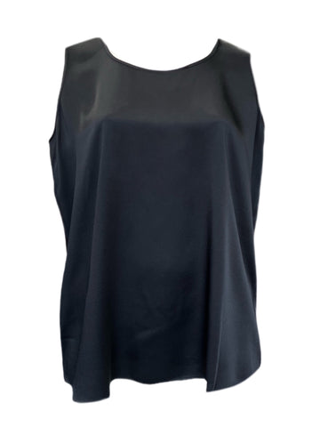 Marina Rinaldi Women's Nero Battito Sleeveless Satin Tank Top Size 18W/27 NWT