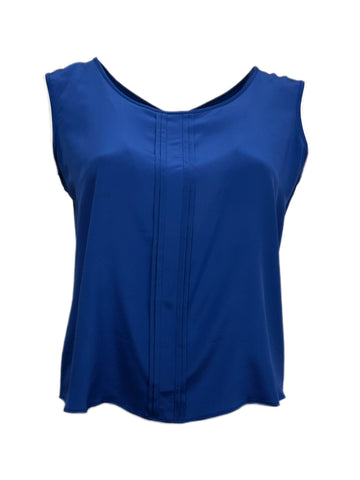 Marina Rinaldi Women's Blue Begonia Sleeveless Silk Tank NWT