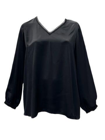 Marina Rinaldi Women's Black Bene Long Sleeve Top NWT