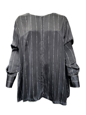 Marina Rinaldi Women's Black Berbero Button Down Shirt Size 24W/33 NWT