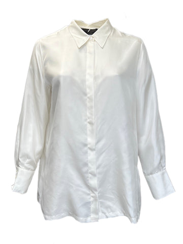 Marina Rinaldi Women's Ivory Bicolore Button Down Shirt NWT