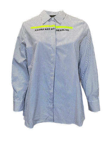 Marina Rinaldi Women's Bast Bit Striped Button Down Cotton Shirt