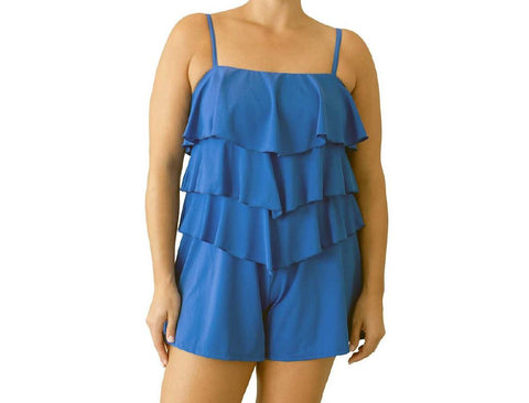 FIT 4 UR Women's Blue Padded Full Coverage One Piece Swimsuit #602112 16 NWT