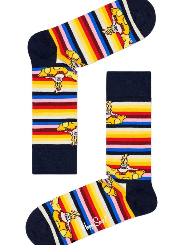 HAPPY SOCKS x The Beatles Men's Combed Cotton All On Board Crew Socks 8-12 NWT