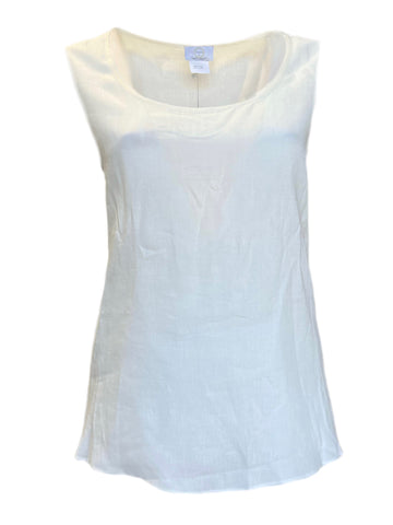 Marina Rinaldi Women's White Bravo Sleeveless Flax Tank NWT