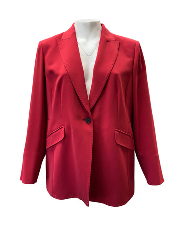 Marina Rinaldi Women's Red Calesse Button Closure Blazer NWT