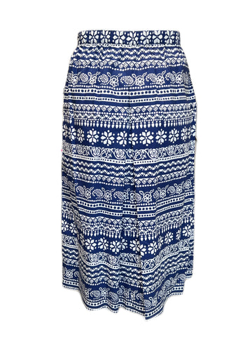 Marina Rinaldi Women's Blue Certezza Printed Cotton Midi Skirt NWT