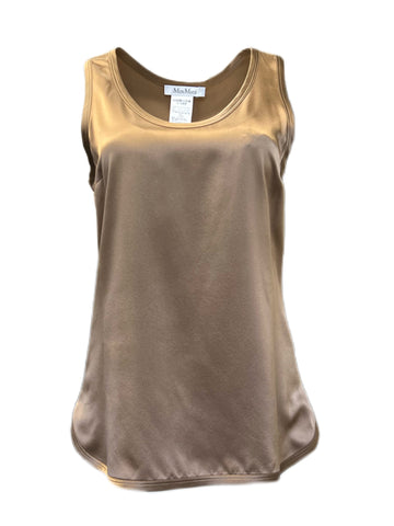 Max Mara Women's Brown Cesare Silk Tank Top Size 8 NWT