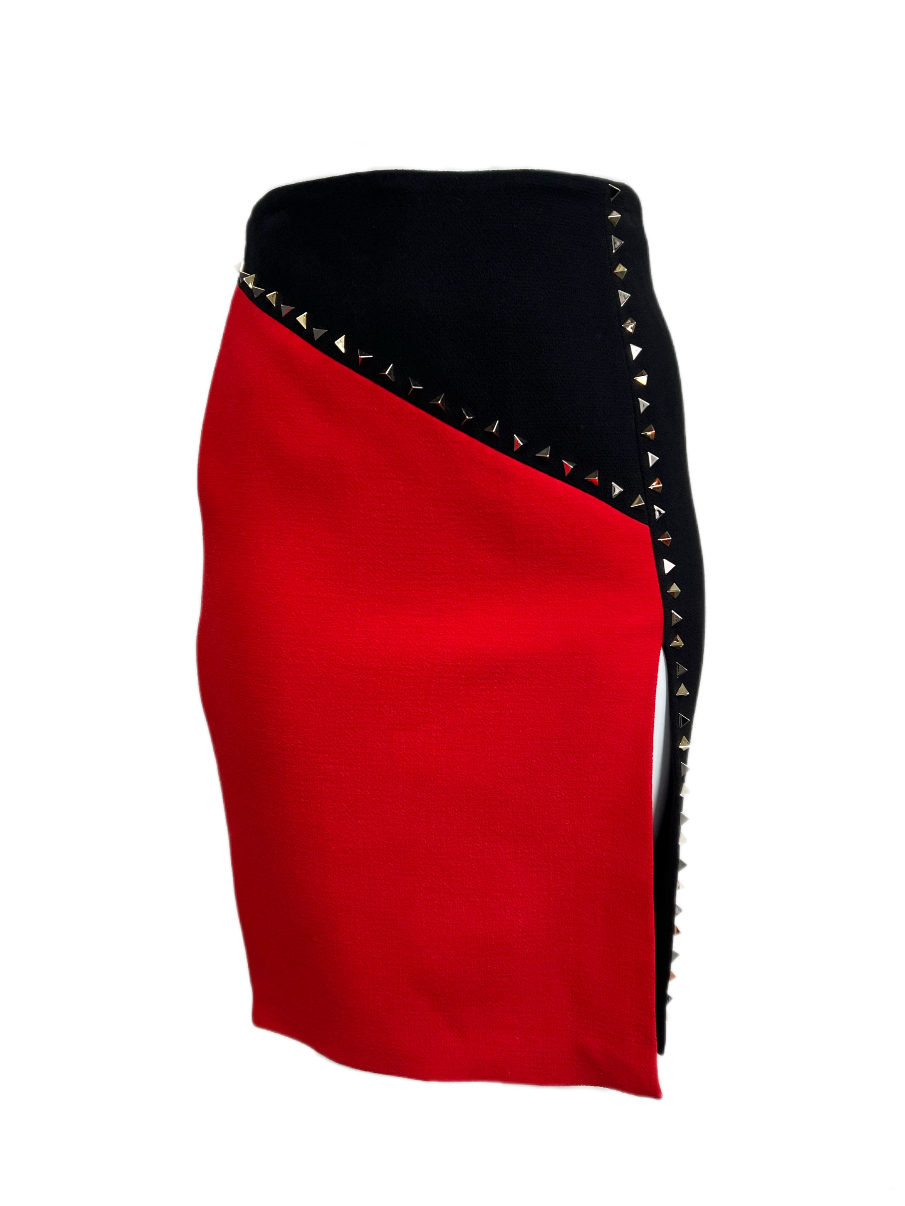 Marina Rinaldi Women's Nero Chimera Straigth Studded Skirt NWT