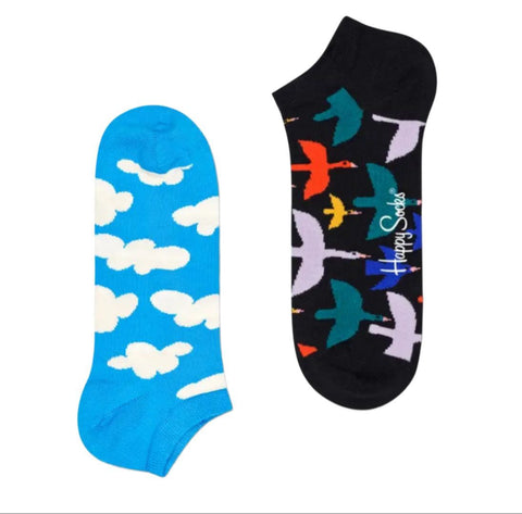 HAPPY SOCKS Men's Multicoloured Stretchy Clouds Low 2 Pairs Set Size 8-12 NWT