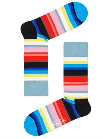 HAPPY SOCKS Men's Multicoloured Striped Ankle Socks Size 8-12 #GRA13-9500 NWT