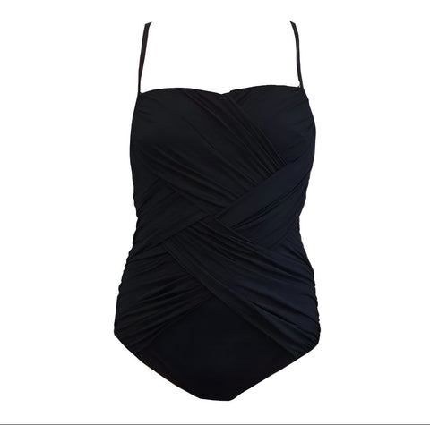 GOTTEX Women's Black Contour Cross Front One Piece Swimsuit #17LA-070 10 NWT