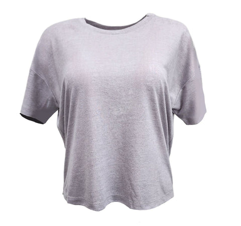 HoodLamb Women's Dark Grey Open Back Wrap Short Sleeve Hemp Top 420 NWT