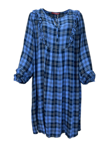 Marina Rinaldi Women's Blue Dattero Plaid Viscose Maxi Dress