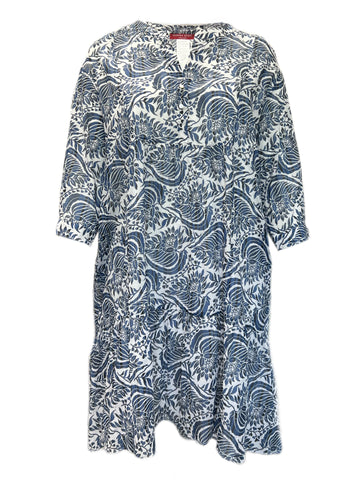 Marina Rinaldi Women's Blue Dedurre Button Down Cotton Dress NWT