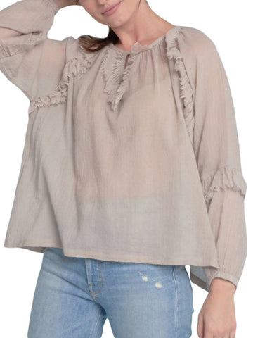 ROBERTA ROLLER RABBIT Women's Latte Diane Top $145 NEW