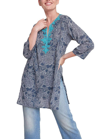 ROBERTA ROLLER RABBIT Women's Indigo Dihn Meena Kurta $135 NEW