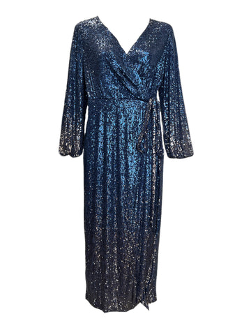 Marina Rinaldi Women's Navy Ducato Sequined Wrap Dress NWT